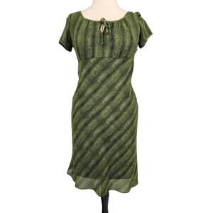 Vintage Eileen West Birdseye Animal Print Chevron Stripe Crepe Dress – Size 12